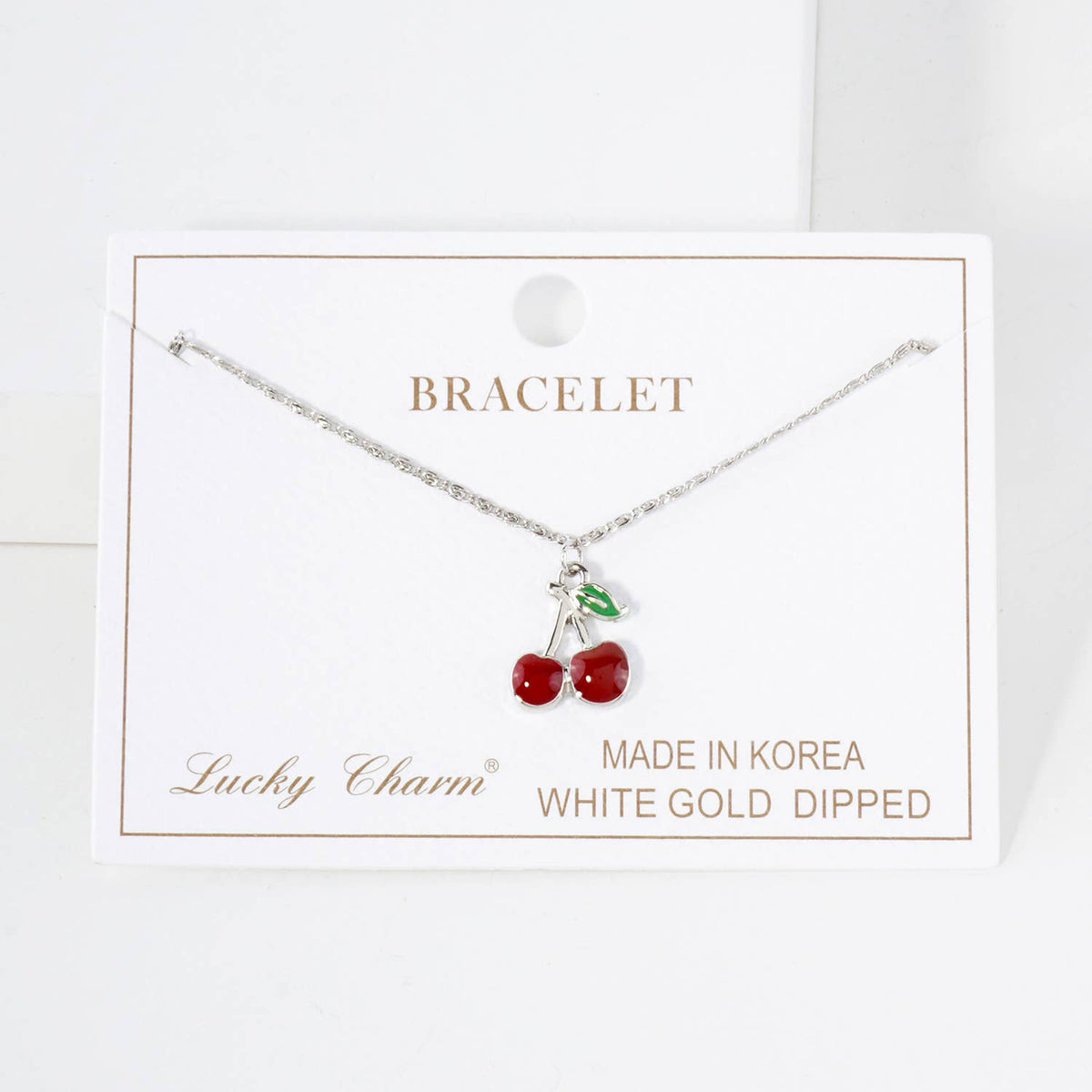 Enamel Cherry Charm Bracelet.
