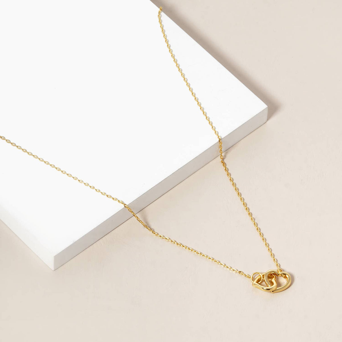 Interlocking Double Heart Pendant Necklace
