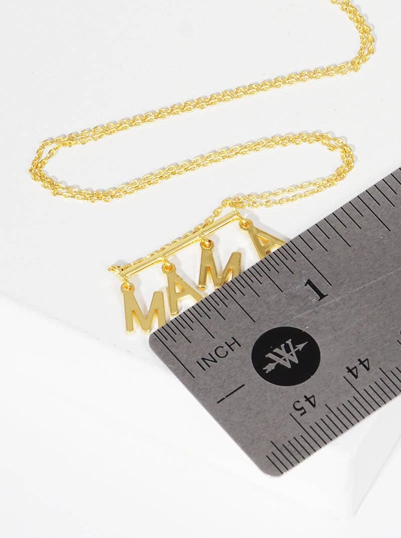 Gold Plated Bar Dangling Mama Necklace