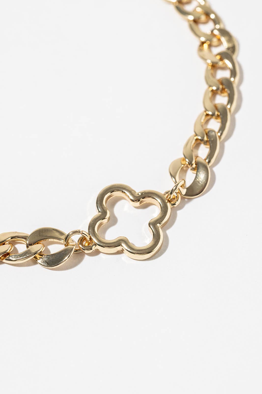 Lucky Clover Open Motif Chunky Link Anklet