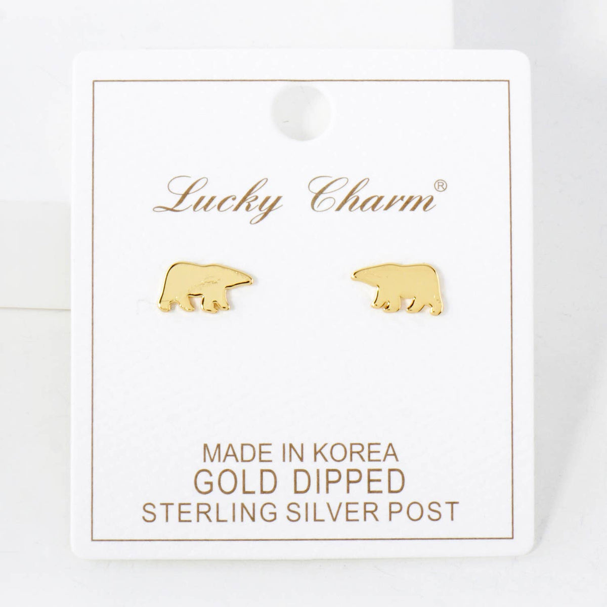 Bear 18K-Gold-Dipped Polished Brass Flat Stud Earrings