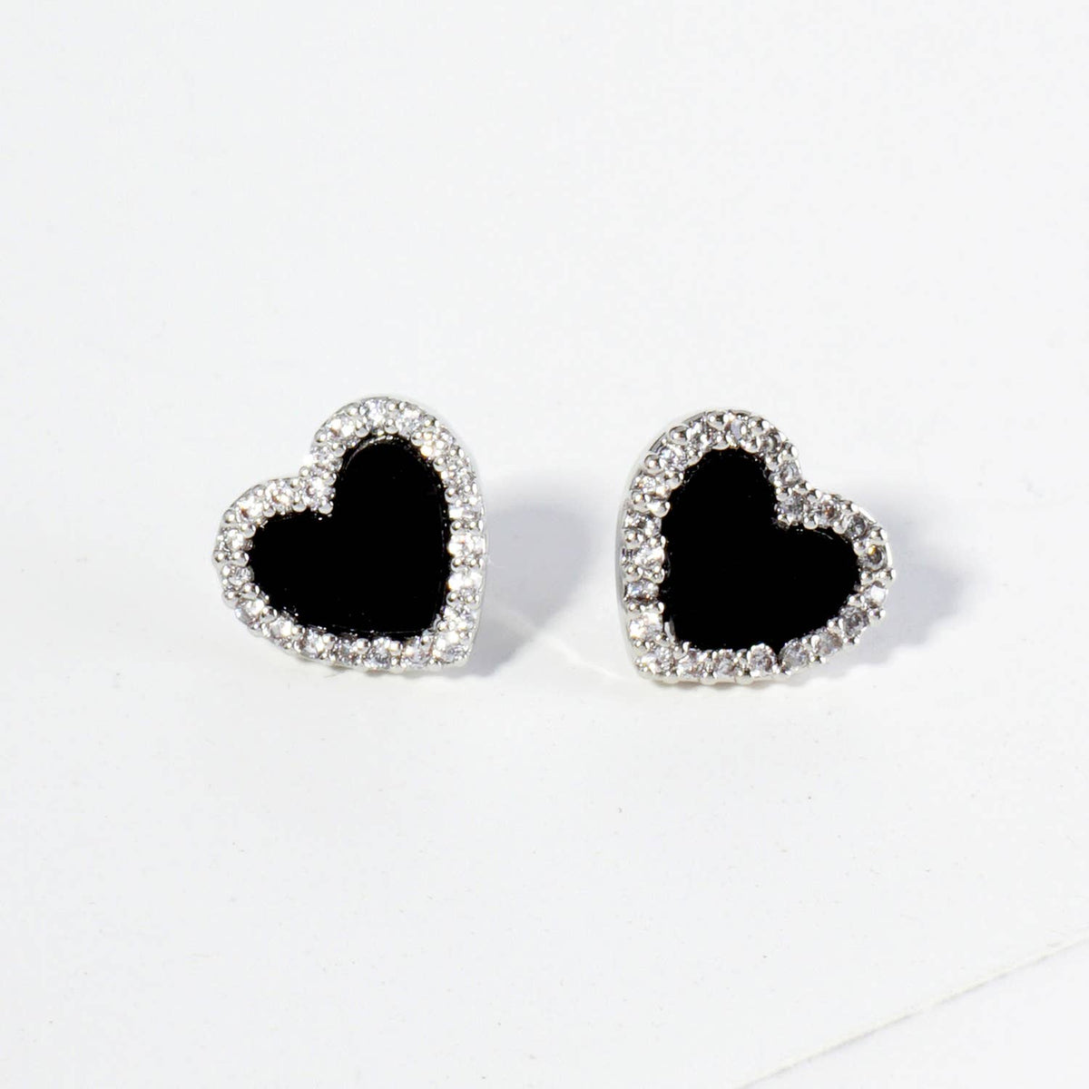 Heart Stud Earrings / 18K Gold Dipped Pave Set Cubic