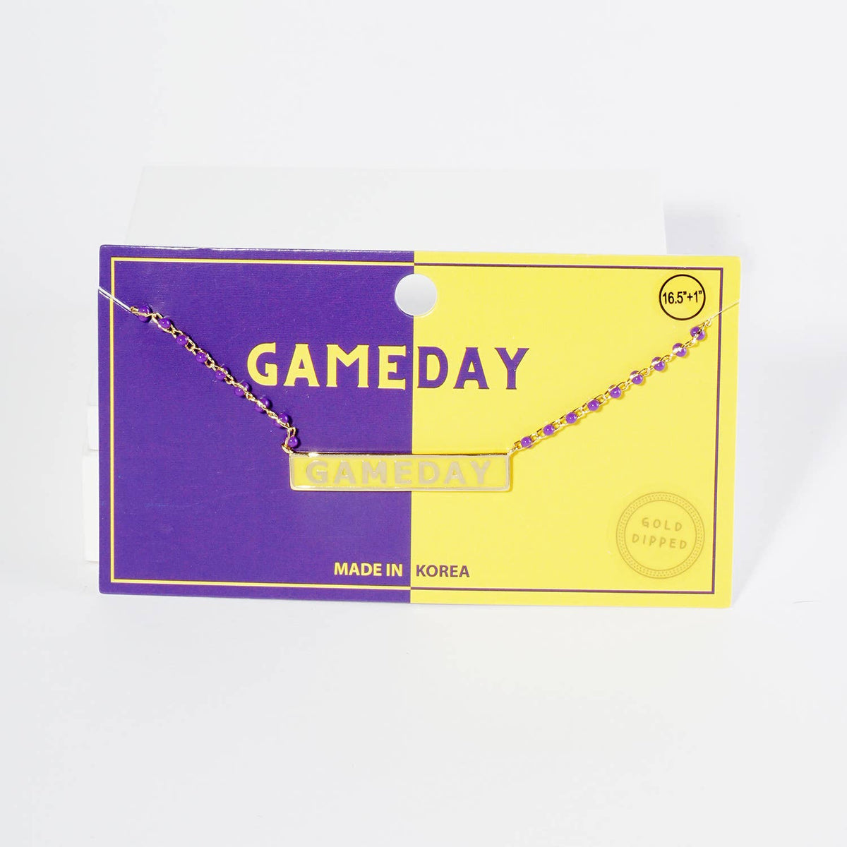 18K GOLD ENAMEL GAME DAY PENDANT GLASS BEADED CHAIN NECKLACE