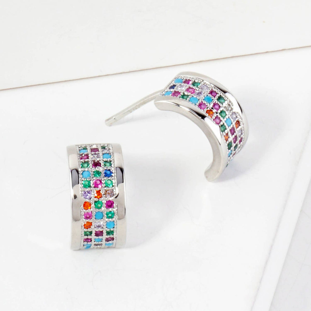 Micro-Pave-Set 11mm Half Hoop Earrings