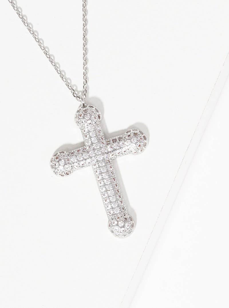 Gold Round Princess Cut Cross Necklace