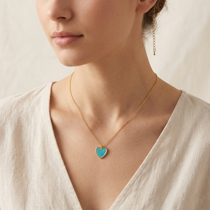 Dainty Gold-Dipped Heart Charm Necklace
