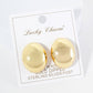18K Gold Dipped 1 inch Oval Button Stud Earrings