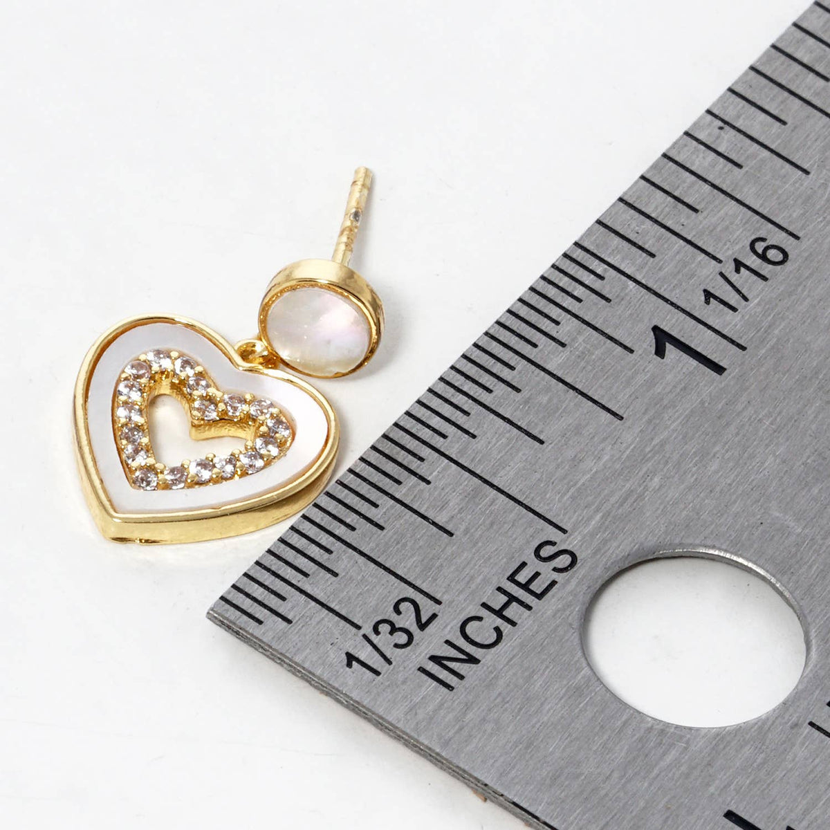 Heart Pave Cubic Zirconia Drop Earrings