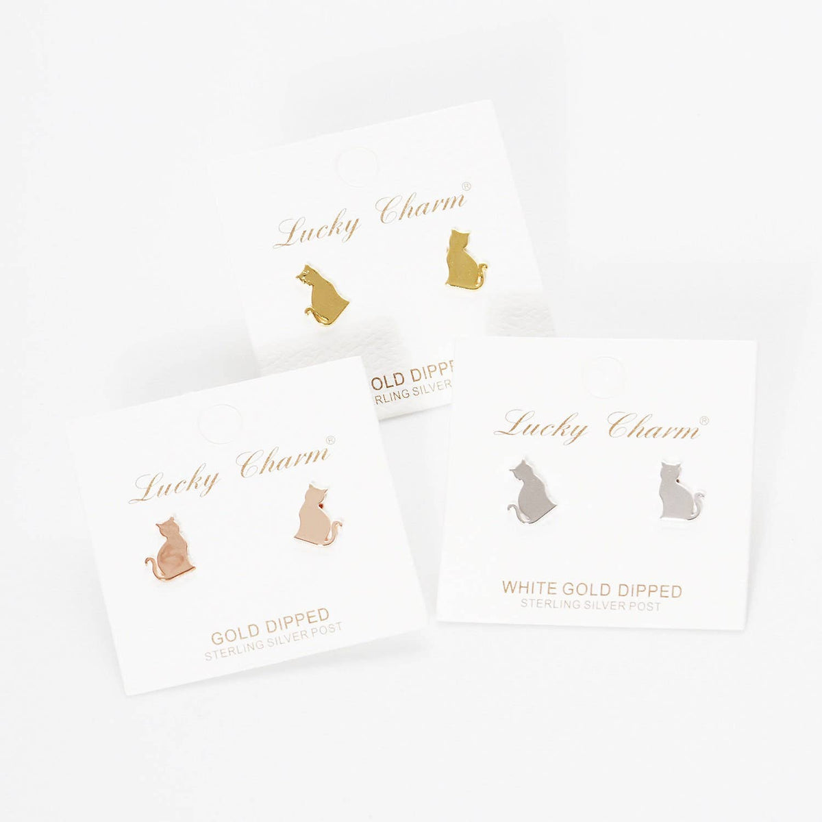 Gold Plated Cat Stud Earrings