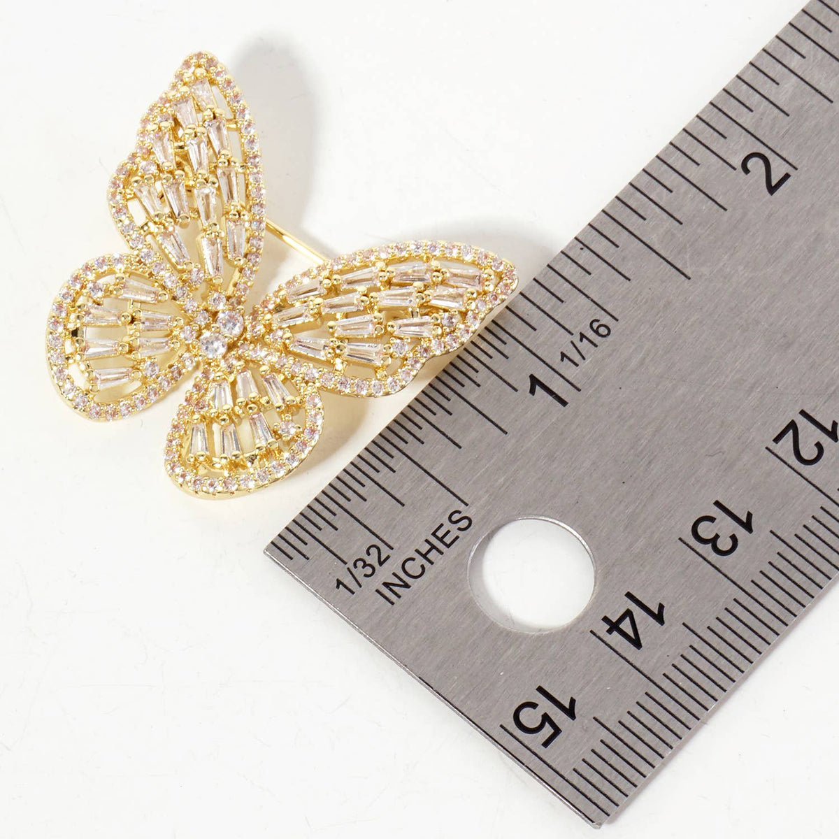 Butterfly Design 18K-Gold-Dipped Brass Brooch