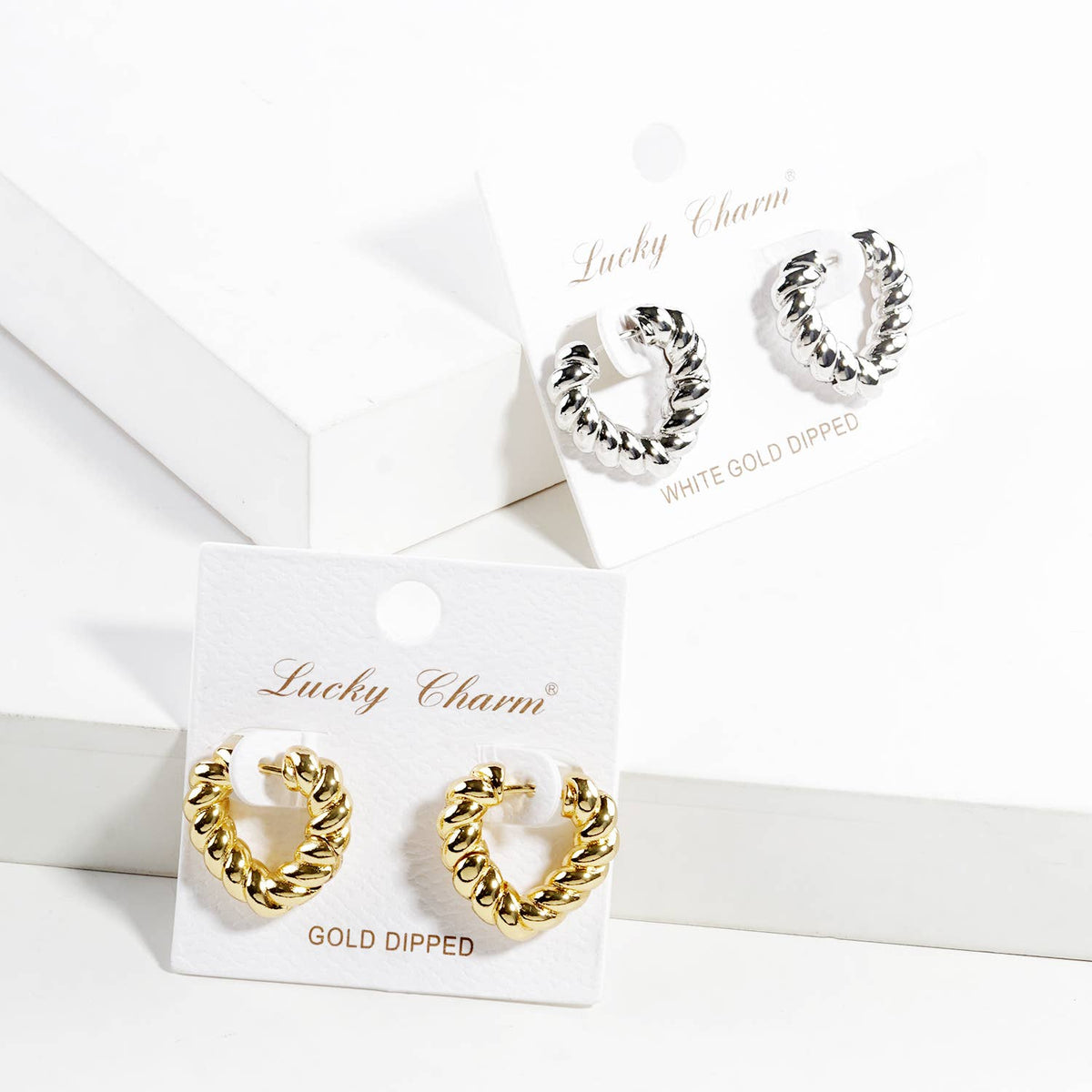 Twisted Rope Huggie Hoop Earrings