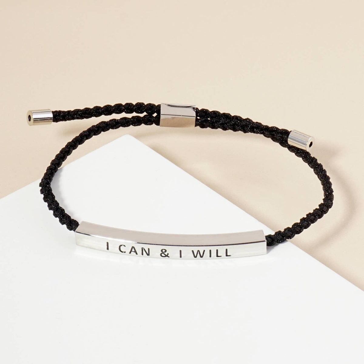 Inspirational Messages "I can & I Will" Tube Bar Bracelet