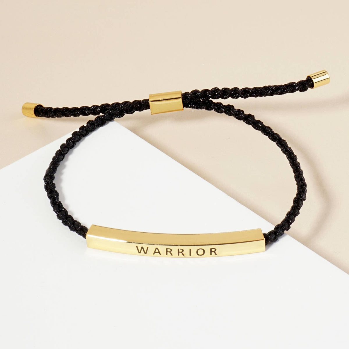 Inspirational Messages "Warrior" Tube Bar Bracelet