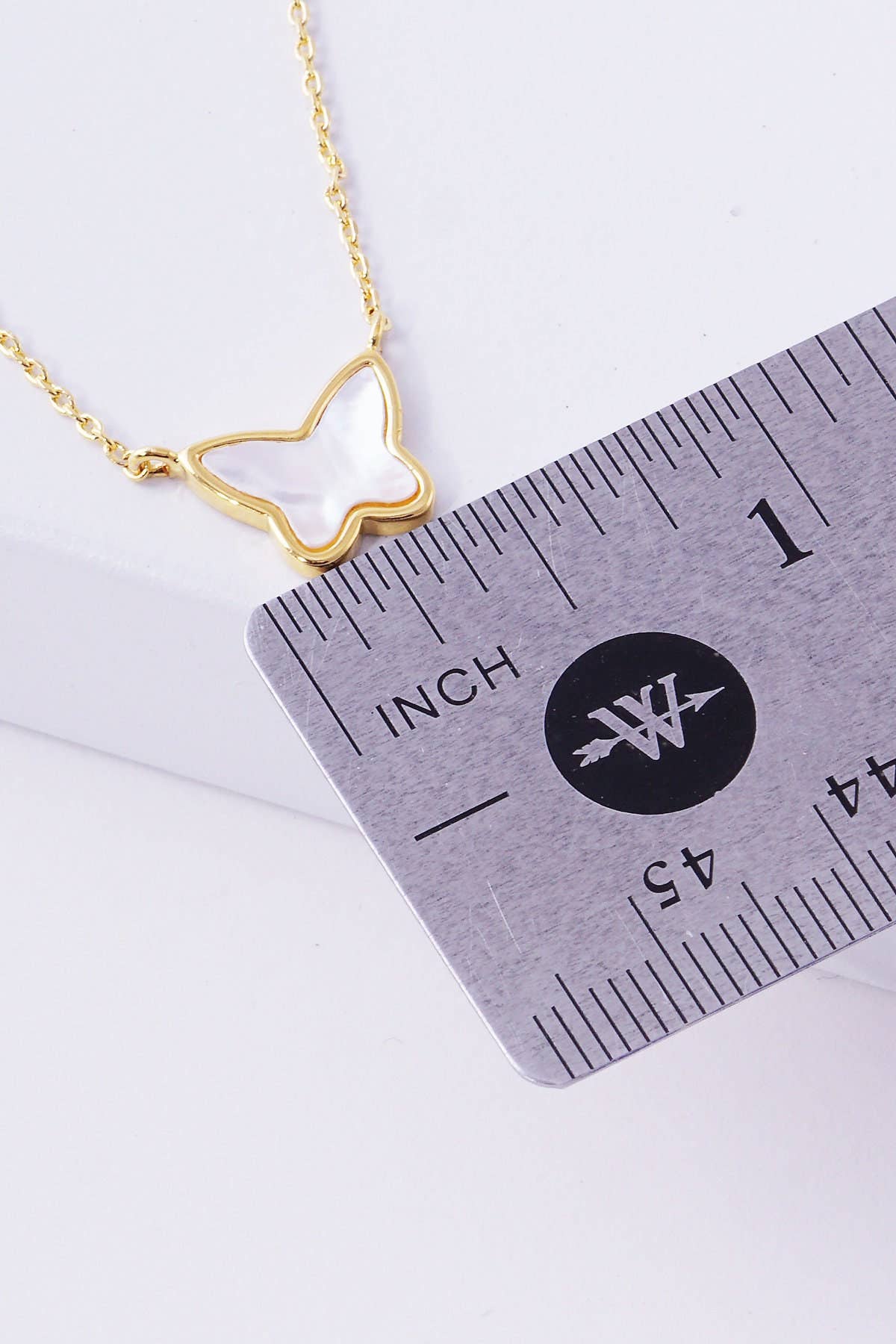 White Shelled Butterfly Pendant Necklace