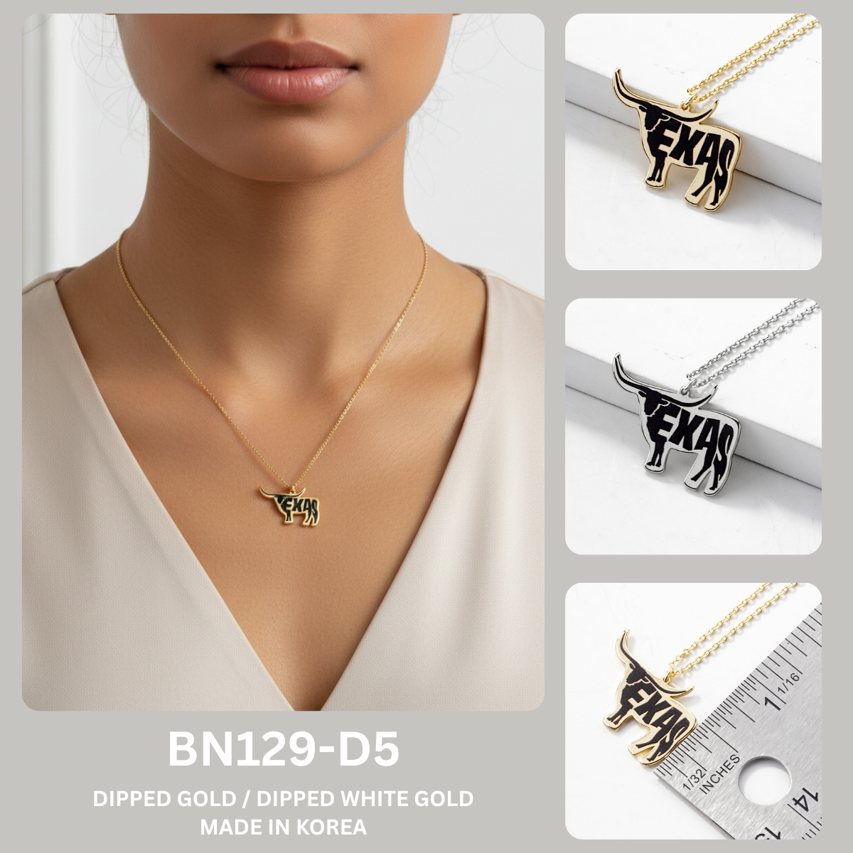Texas Longhorn Word Art Pendant Necklace