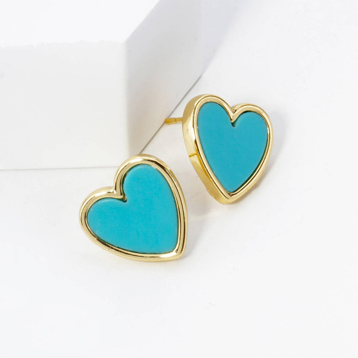18K GOLD DIPPED 13MM HEART STUD EARRINGS