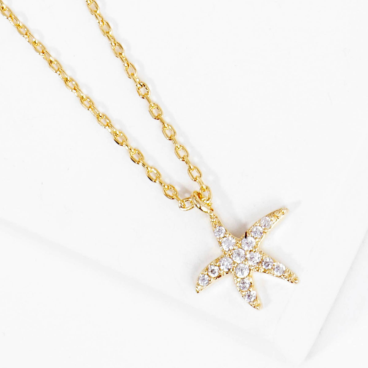 Dainty Crystal Starfish Necklace