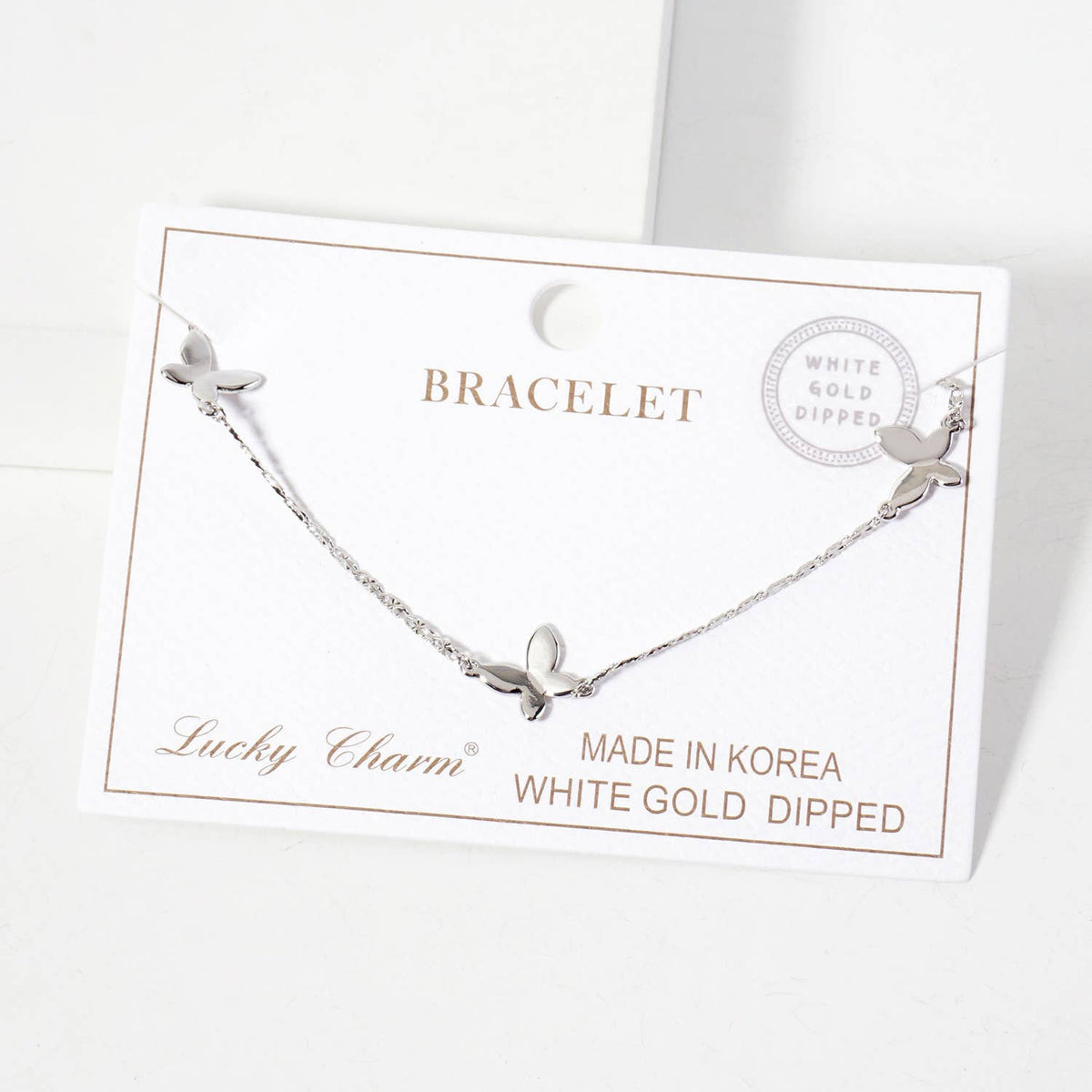 Three Butterfly 18K-Gold-Dipped Polished Brass Bracelet