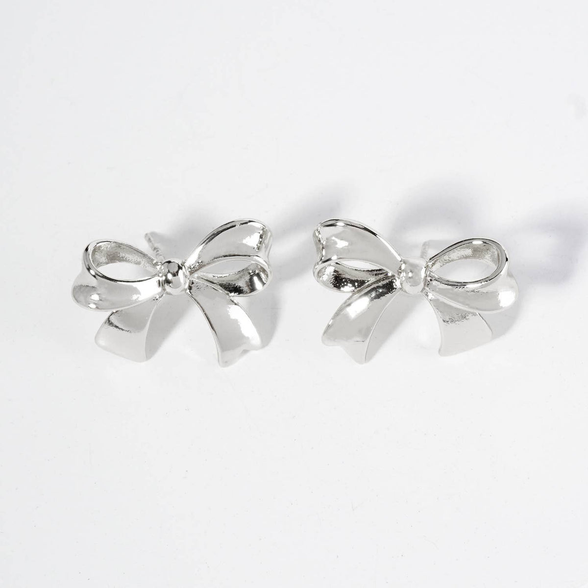 Ribbon Bow Stud Earrings / 18K Gold Dipped Brass.