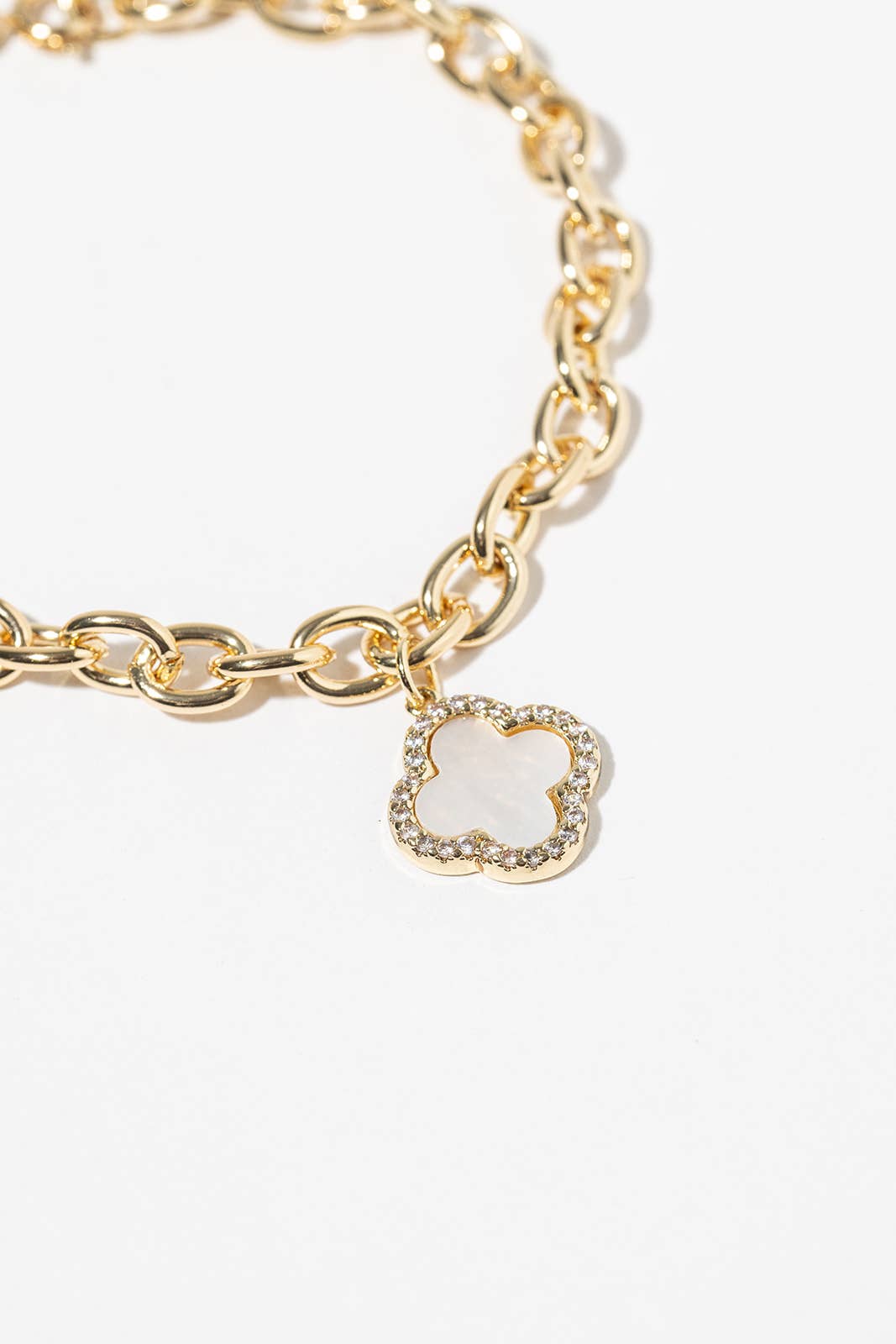 Crystal Halo Clover Charm Bracelet