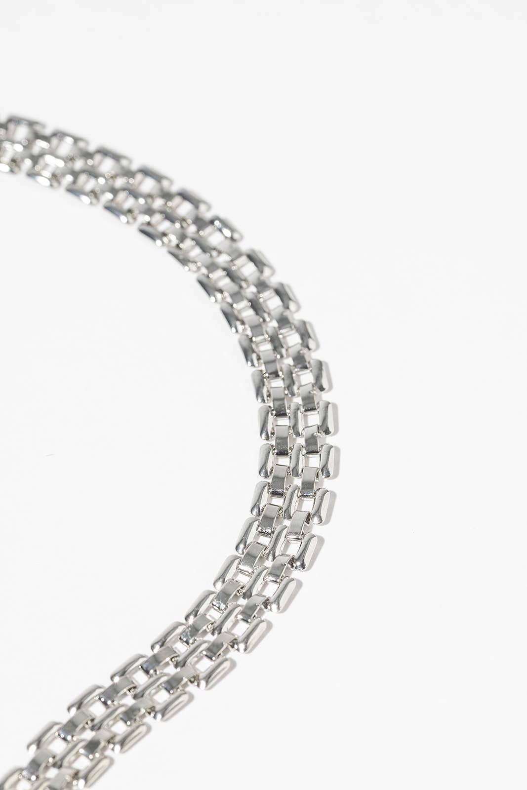 18K Gold Dipped Triple Layer Brick Link Anklet