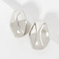 Polished Brass Soft-Curve Lined Hexagon Stud Earrings
