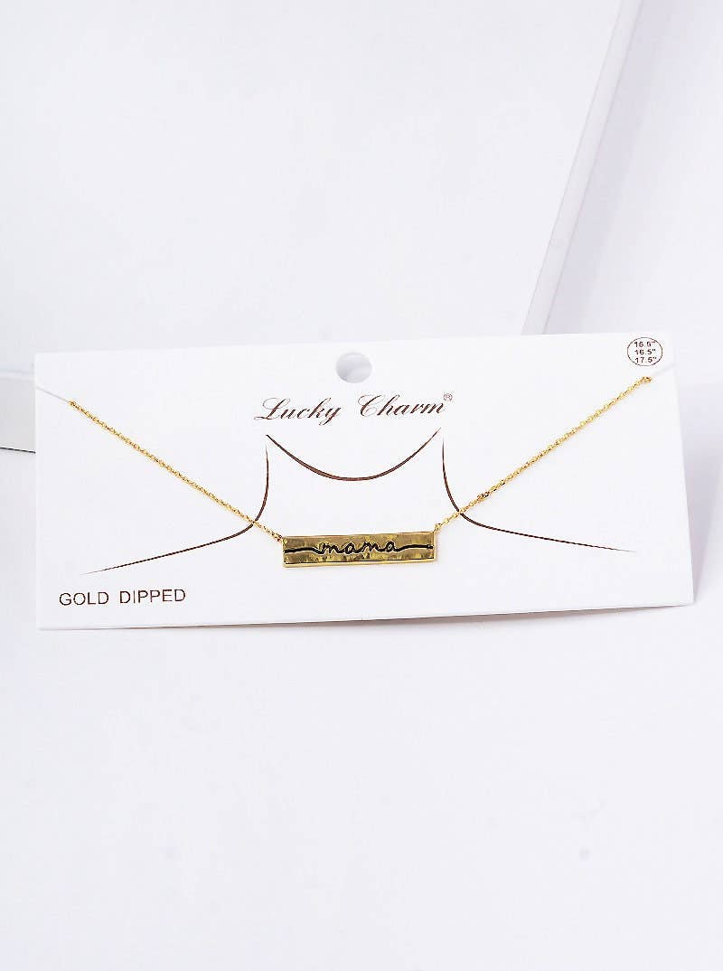 Gold Mama Engraved Bar Necklace