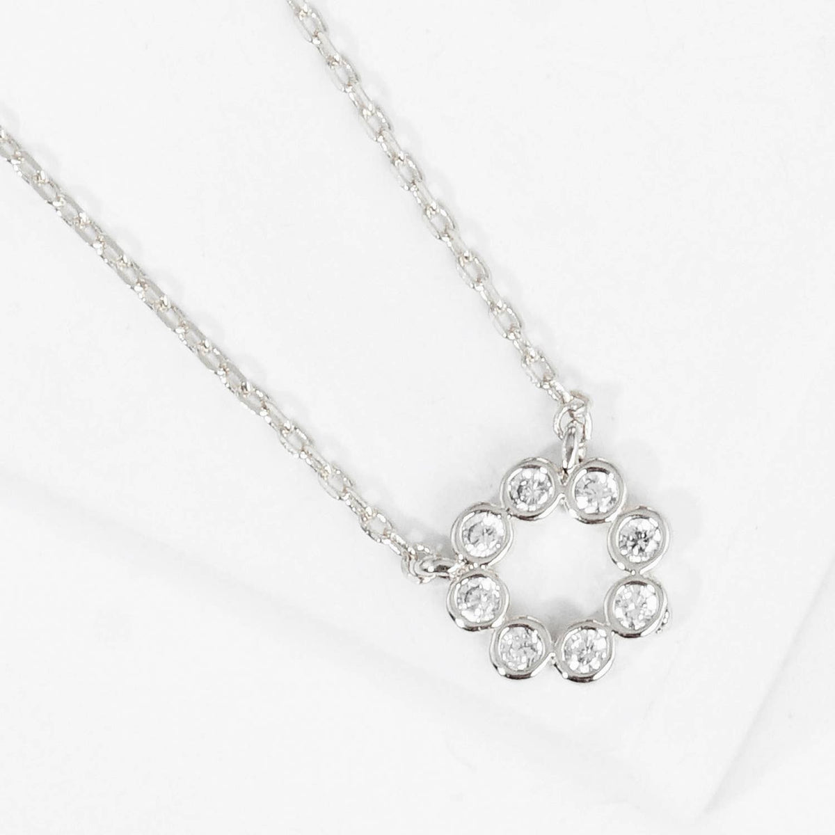 Minimalist Bezel-Set CZ Open Circle Pendant Necklace