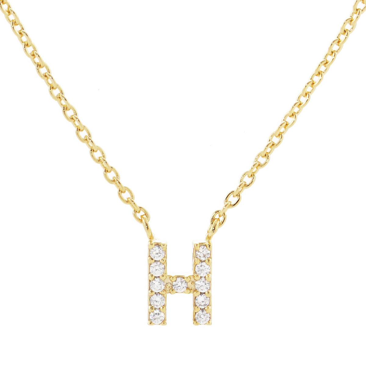 18K Gold Dipped Micro CZ Pave Initial Pendant Necklace