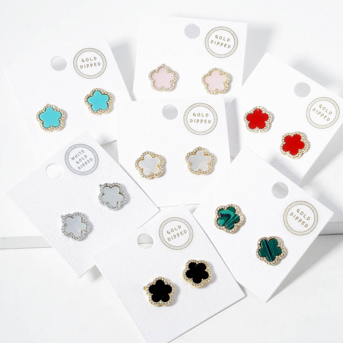 Dainty Clover Pave Cubic Zirconia Stud Earrings