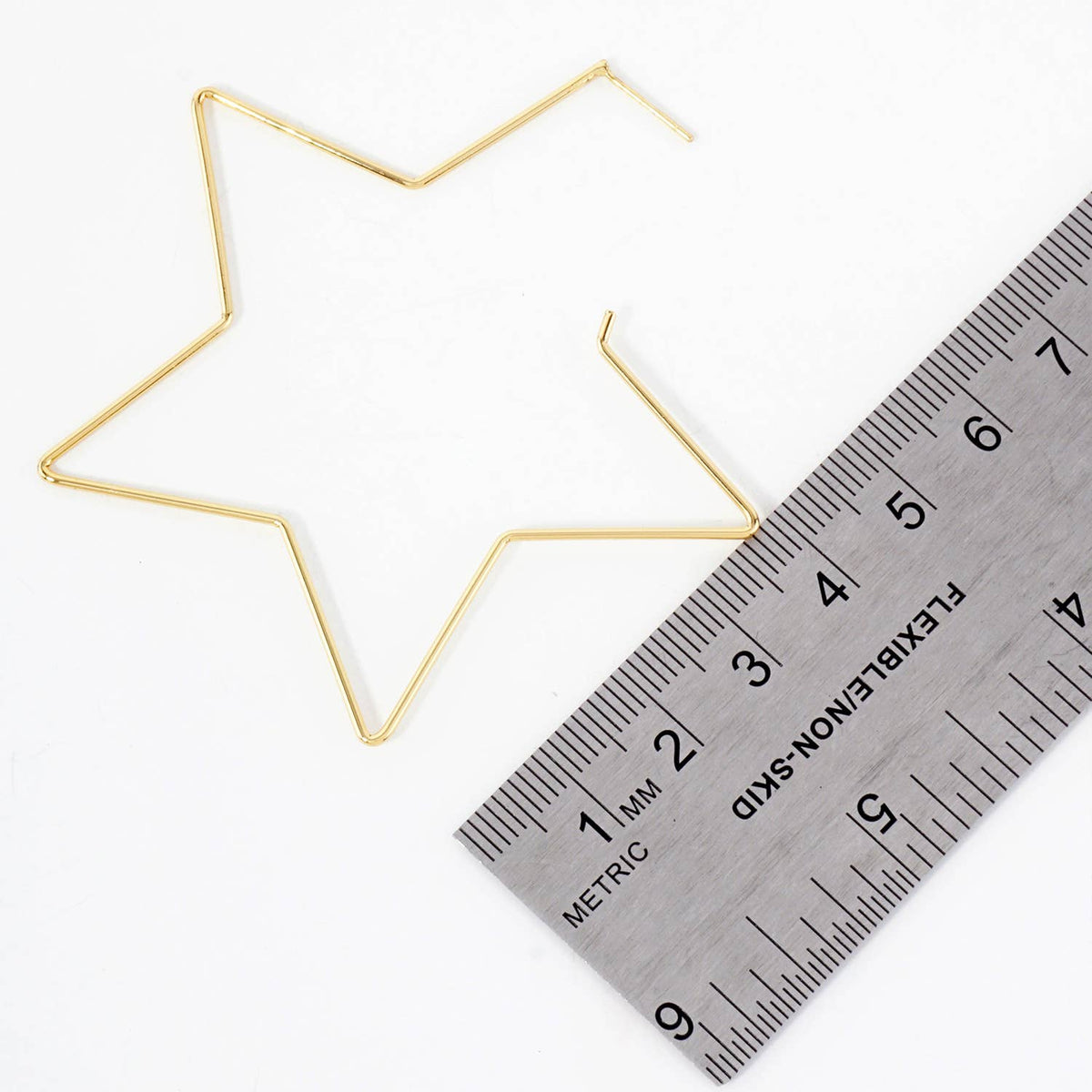 Polished Brass Delicate Star-Shaped 65mm Hoop Earrings