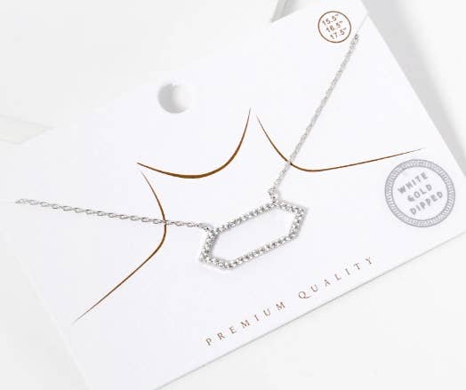 18K Gold Dipped CZ Pave Hexagon Pendant Necklace