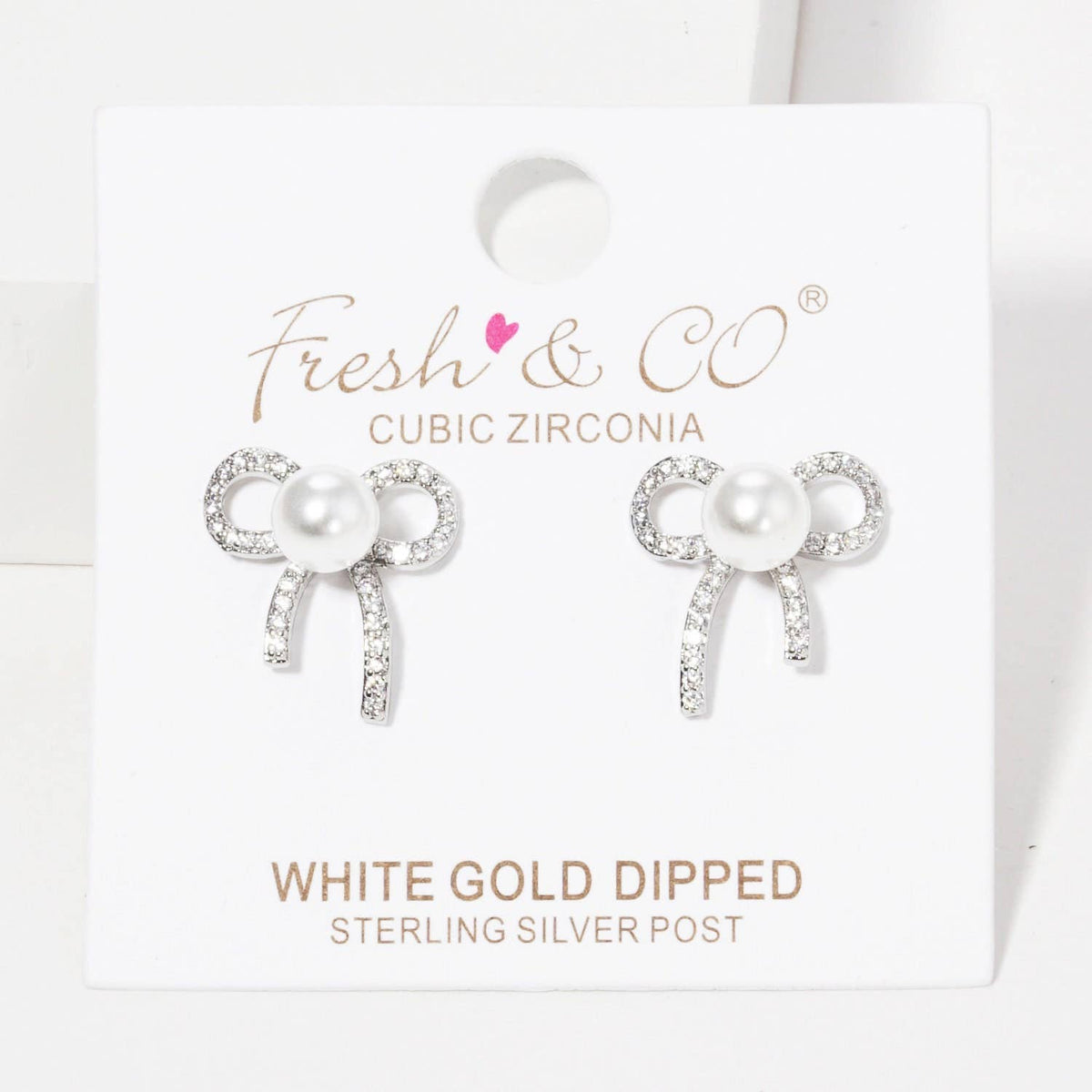 Gold Freshwater Pearl Ribbon Stud Earrings