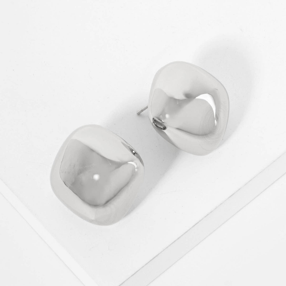 18K Gold Dipped 20mm Diamond Shape Button Stud Earrings