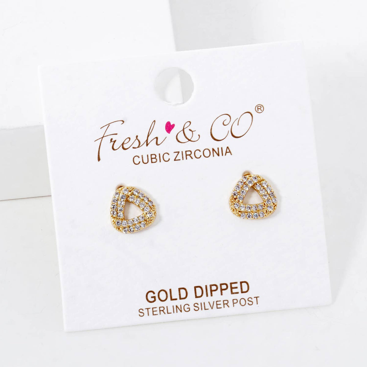 Gold Plated Curved Triangle Stud Earrings