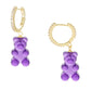 Color Gummy Bear Huggie Earrings with Cubic Zirconia.