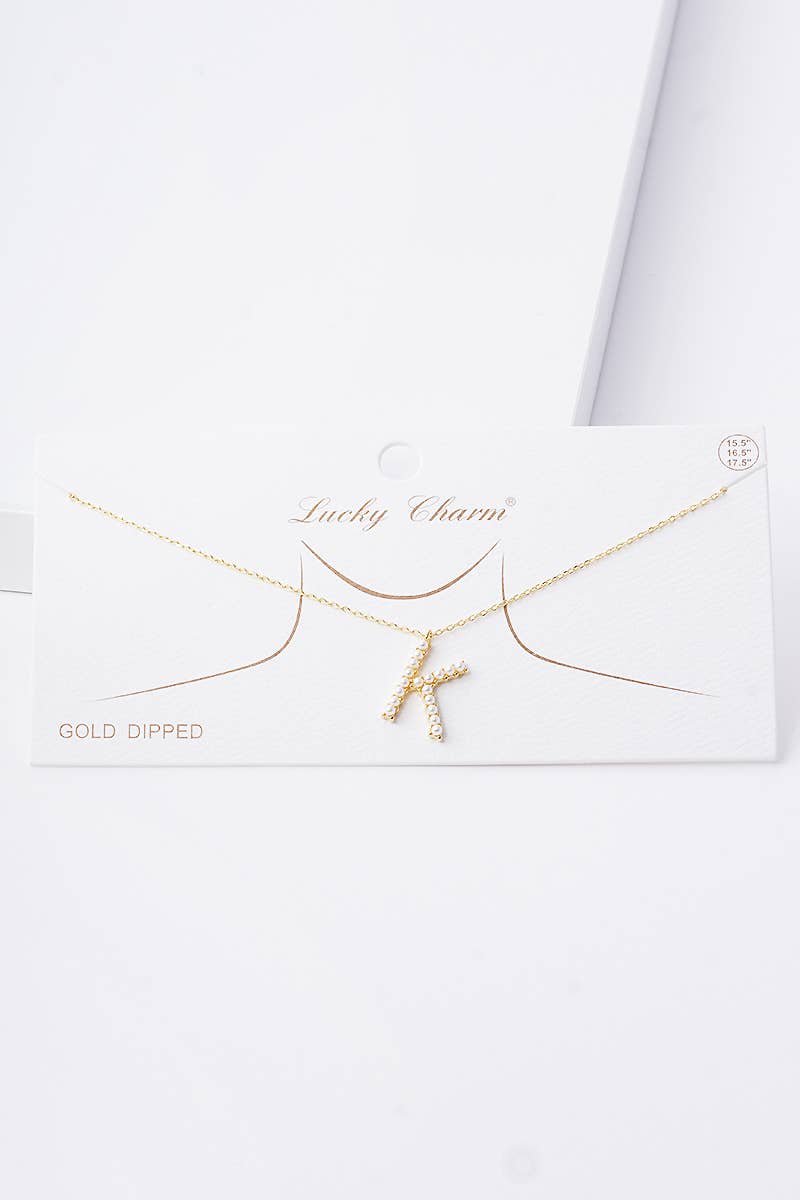 Gold Plated Pearl Initial Necklace