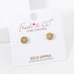 18K Gold Dipped CZ Pave 6mm Hemisphere Stud Earrings