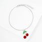 Enamel Cherry Charm Dainty Anklet - Gold & Silver Toned