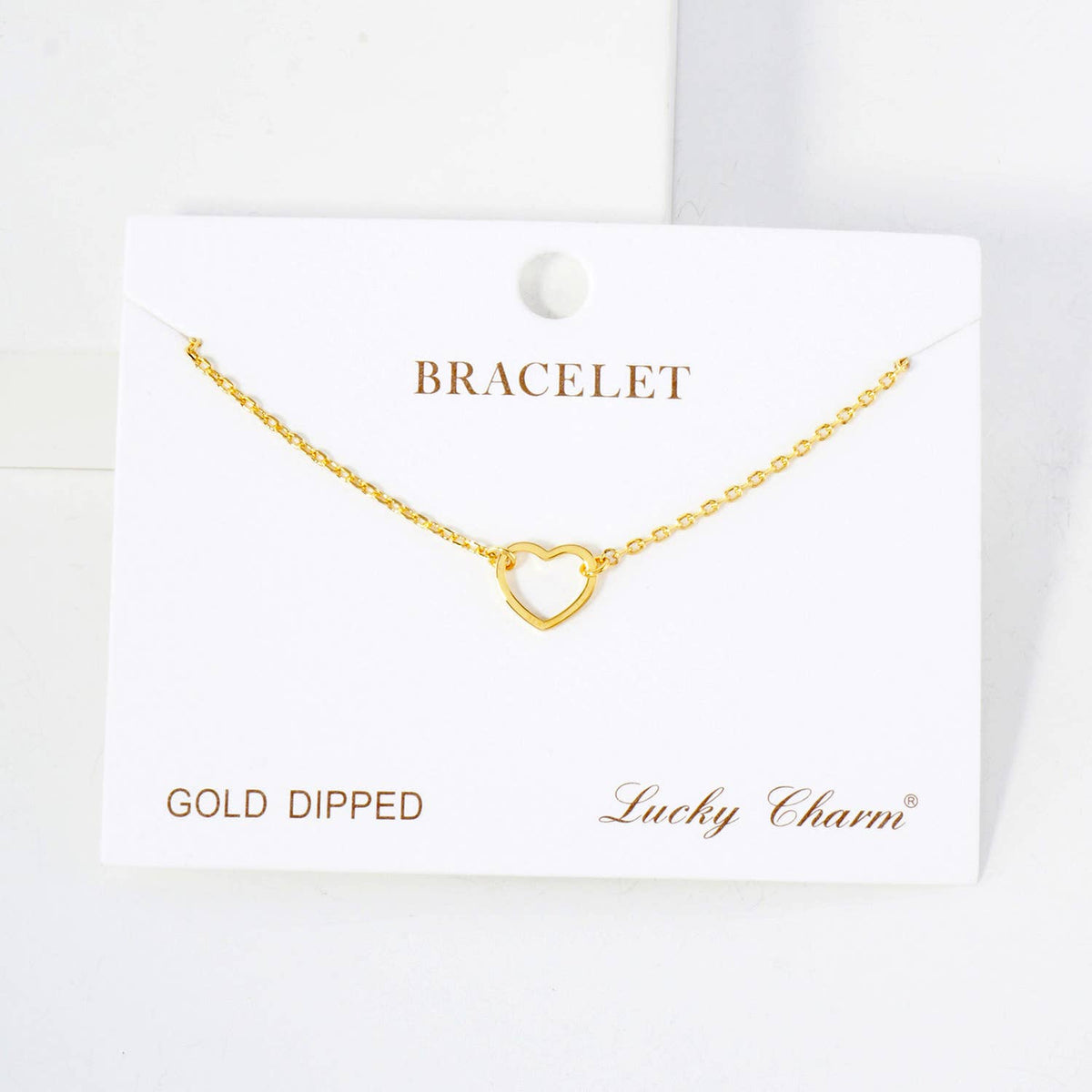 Polished Brass 10mm Cutout Heart  Chain Bracelet