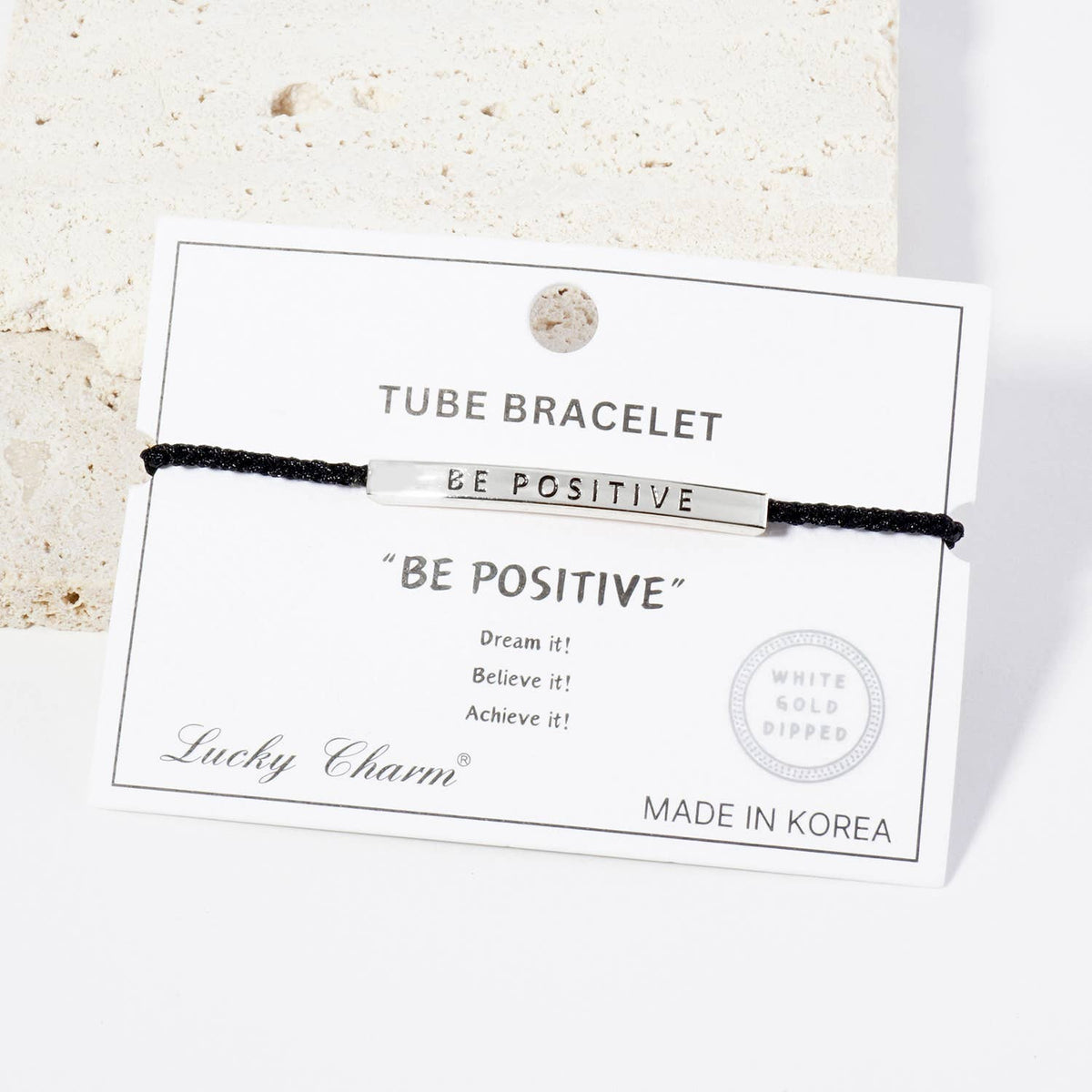 Inspirational Messages "Be Positive" Tube Bar Bracelet