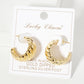 Polished Brass Wavy-Texture Tapered Open Hoop Earrings