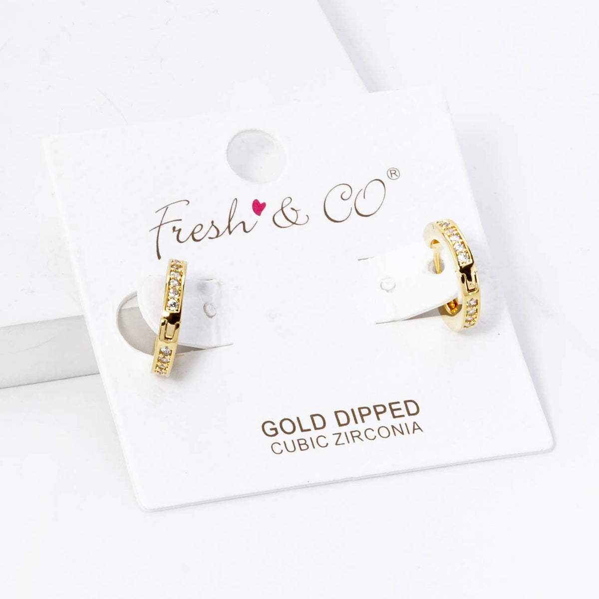 CUBIC ZIRCONIA 12MM HUGGIE HOOP EARRINGS