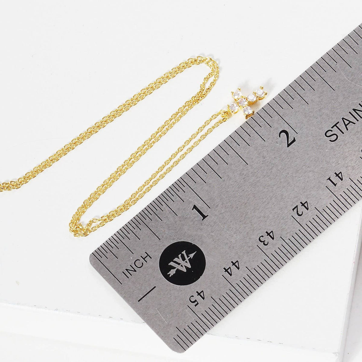 Gold Plated Tiny Cross Charm Necklace