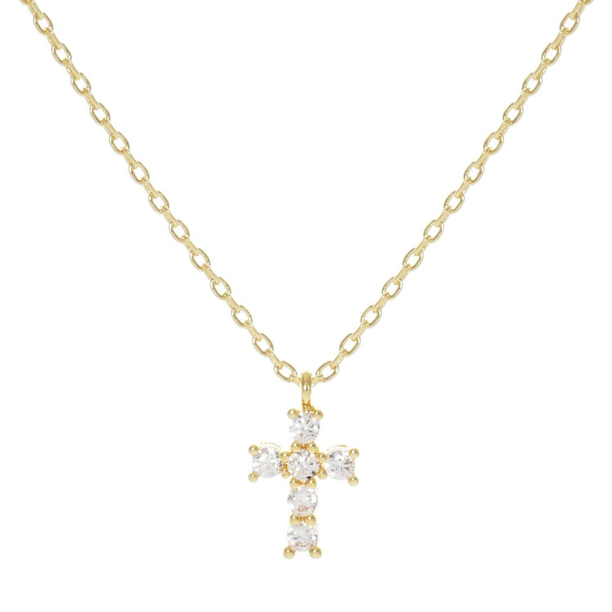 Gold Plated Tiny Cross Charm Necklace