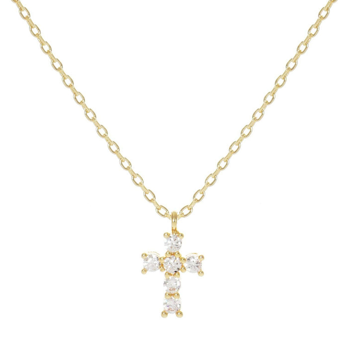 Gold Plated Tiny Cross Charm Necklace