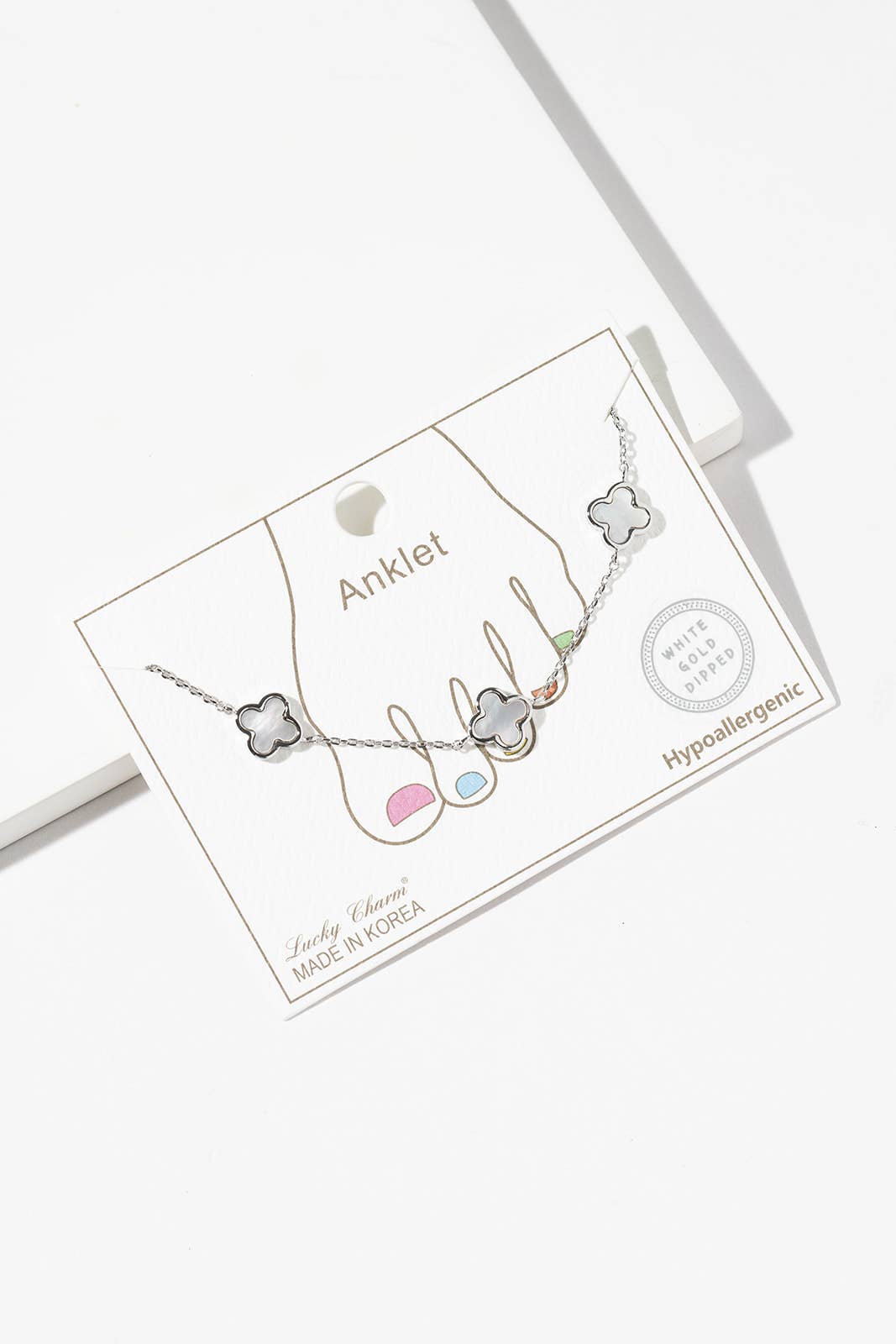 Lucky Charm Four-Leaf Clover Station Anklet - Multiple Color