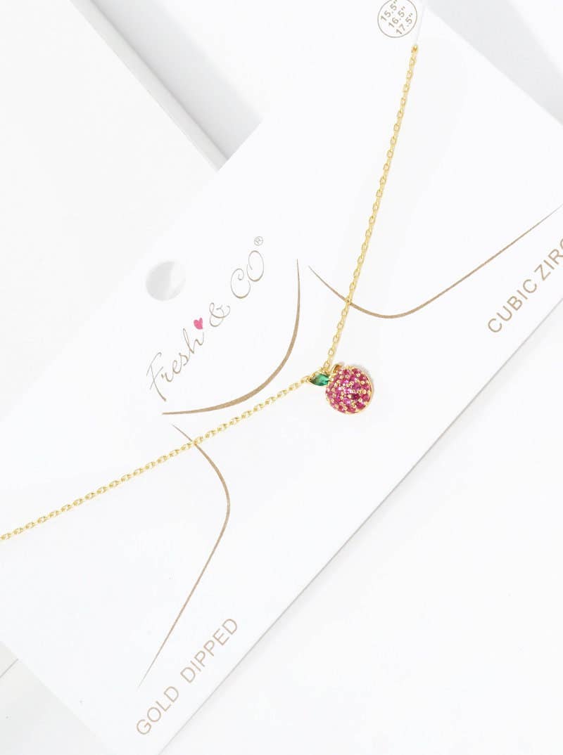 Cubic Zirconia Apple Charm Necklace