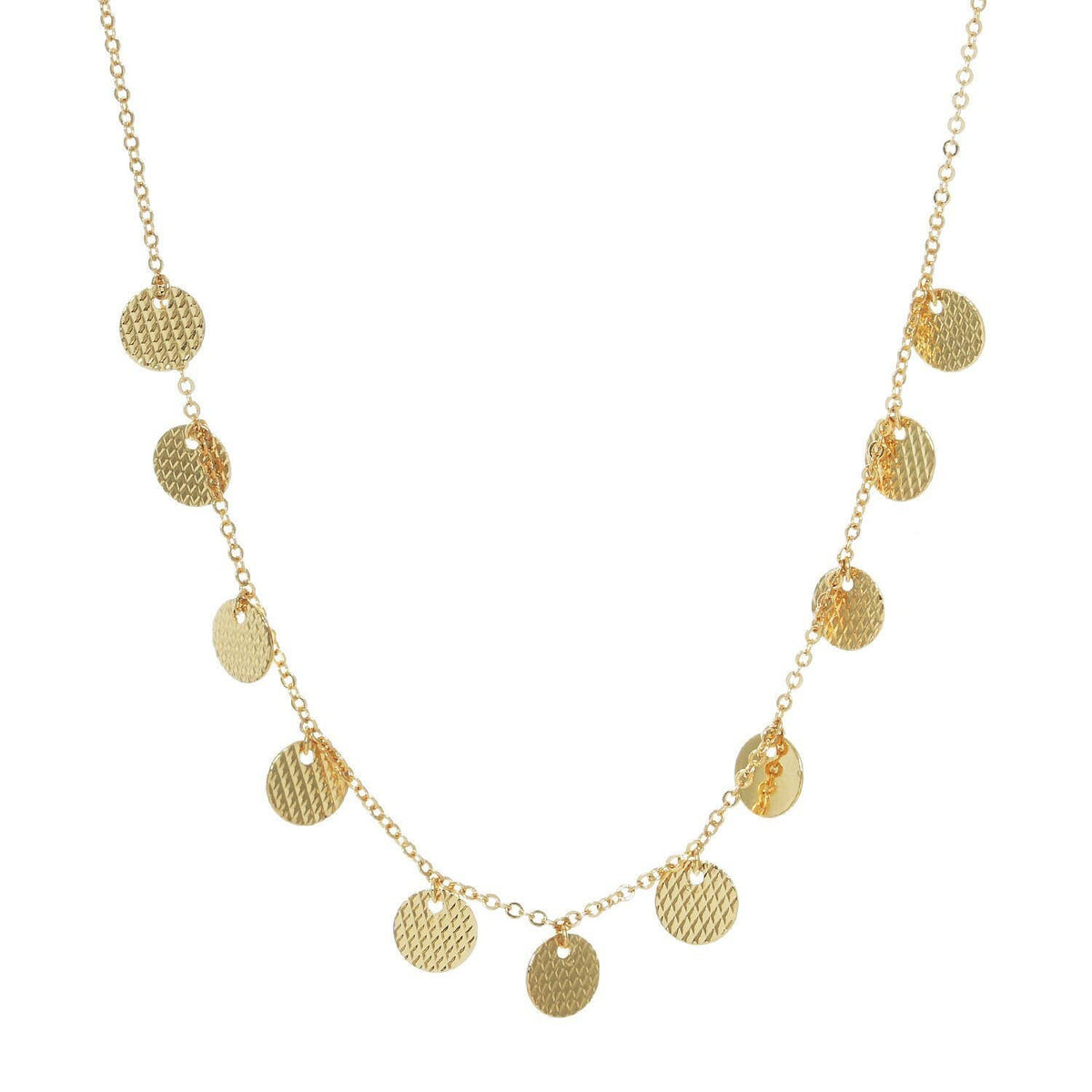 Gold Plated Chain w/ Dangling Coins Necklace