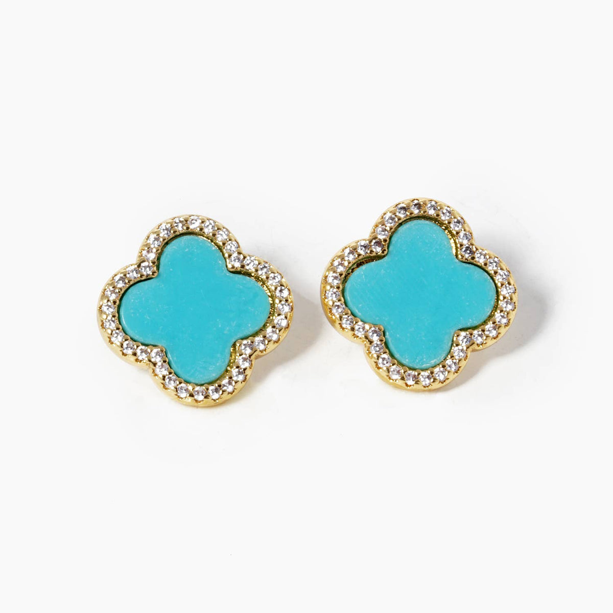 Dainty Clover Pavé Cubic Zirconia Stud Earrings